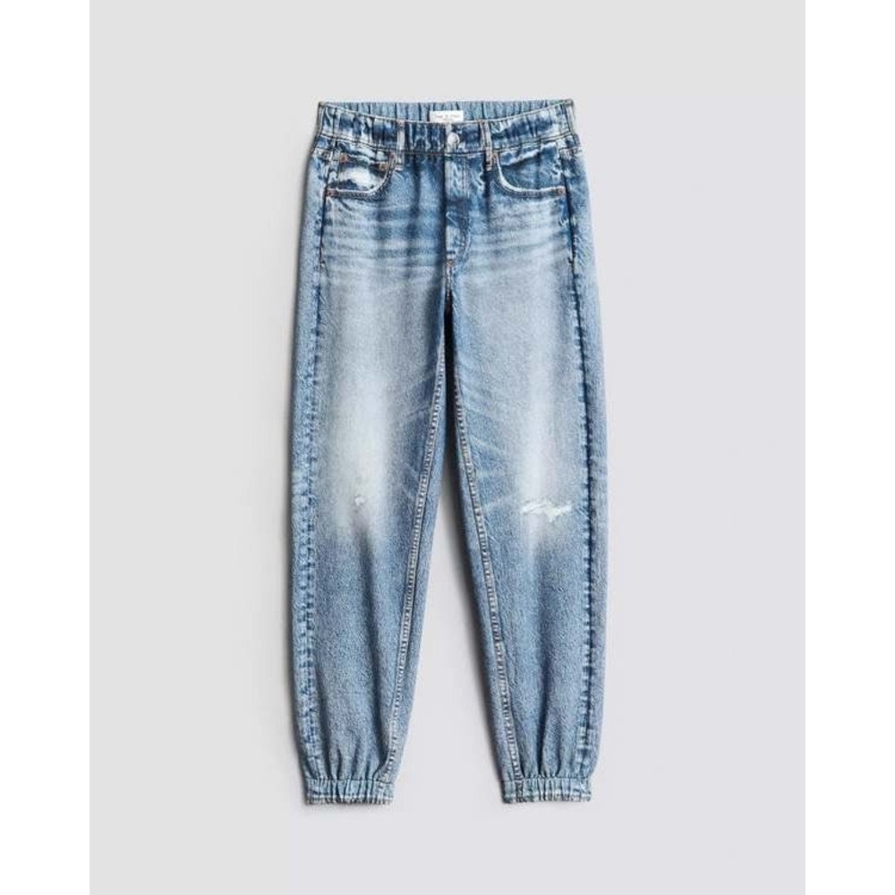 NEW Rag & Bone Miramar Lynn Printed Denim Jogger Pant Cotton Terry Pull-On SMALL - Picture 2 of 16